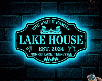 Lakehouse Sign, Personalized Lakehouse Metal Sign, Lakehouse Gift, Lakehouse Decor,Custom Family Name Sign,Outdoor Metal Sign,Christmas Gift