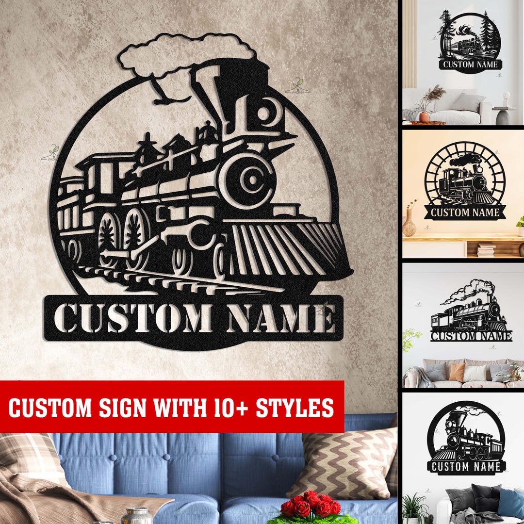 Custom Rail Signs Customizable Train Sign With Name, Personalized Train Station Sign ...