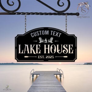Personalized Lake House Metal Sign, Forest Lake Signs, Custom Lake House Name Sign, Camping Metal sign, Lake House Decor, Front Porch Decor