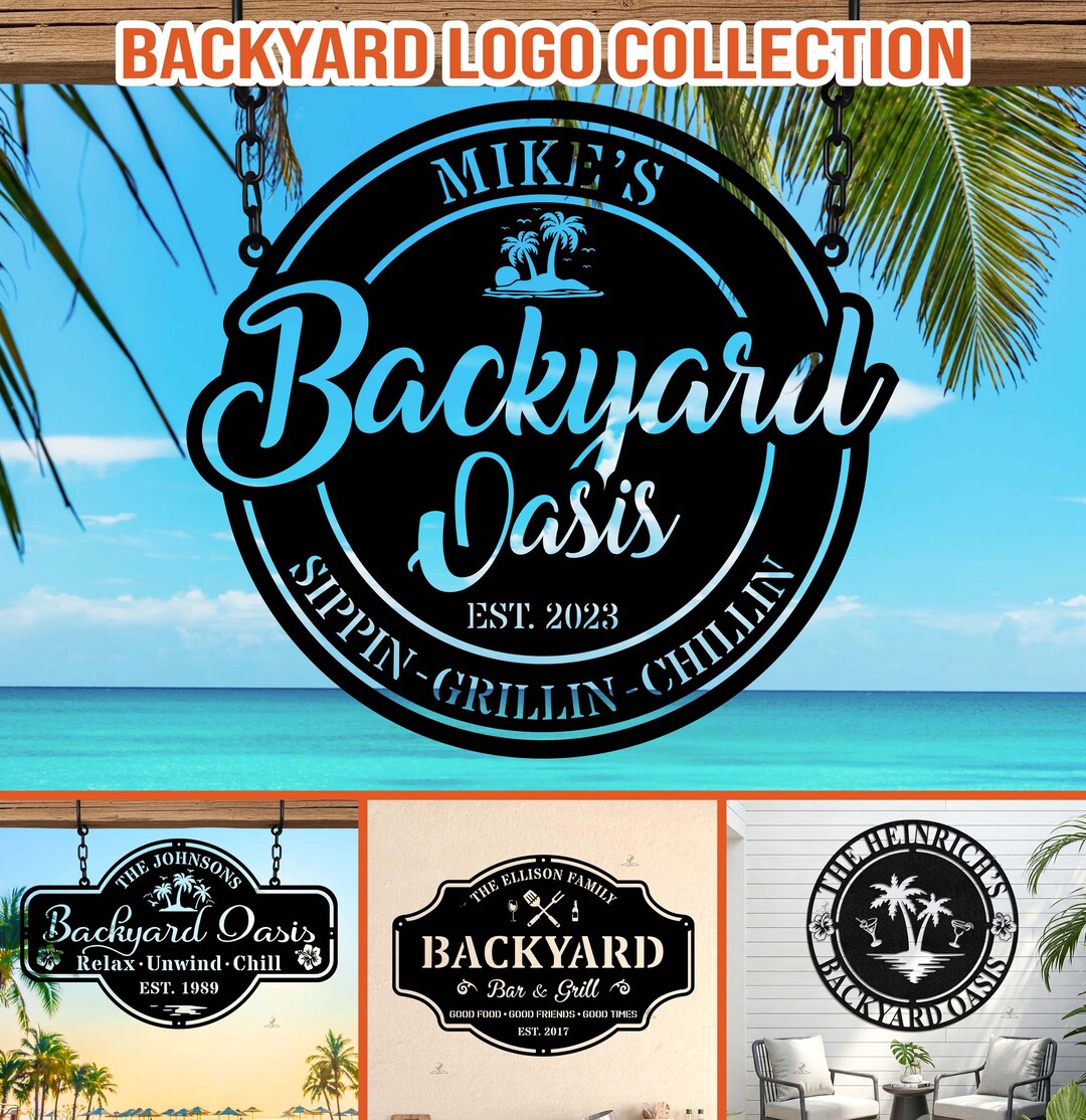 Custom Backyard Oasis Sign Collection, Outdoor Patio & Poolside Decor ...