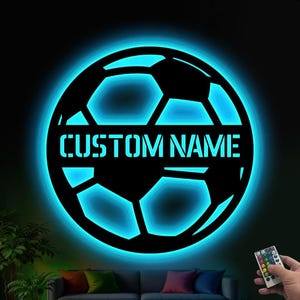 Custom Soccer Sign with LED Light, Personalized Soccer Ball Sign, Soccer Player Gift,  Sports Room Decor,Unique Football Fan Gift,Coach Gift