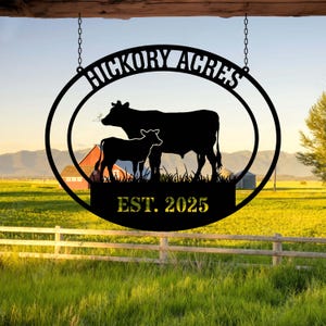 Custom Ranch Sign, Metal Cow Sign, Personalized Farmhouse Sign, Family Name Farm Sign, Barn Decor, Metal Cow Sign, Farmhouse Decor,Cow Decor