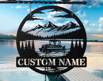 Insegna personalizzata per pontone, decorazione per molo con nome personalizzato, insegna per casa galleggiante sul lago, decorazione per casa sul lago, regalo per lui con tema "Lake Life", decorazione per baita
