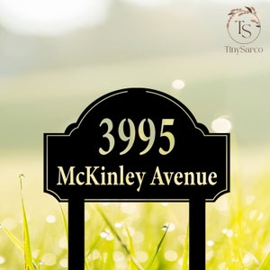 Lawn Address Metal Sign with Stakes, Personalized Street Address Sign, Metal House Address, Custom Home Number Sign,Patio Decor,Mailbox Sign
