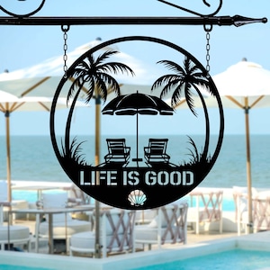 Personalized Beach House Sign, Coastal Beach Decor,Custom Family Name Sign,Outdoor Pool Decor,Tropical Wall Art,Palm Tree Decor,Summer Decor
