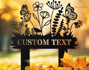 Letrero de jardín personalizado con estaca, Letrero de jardín de metal personalizado, Letrero de jardín de metal para mamá, Regalo para mujer jardinera, Decoración de jardín, Arte de jardín