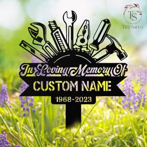 Custom Mechanic engineer tools Memorial Stake, Personalized Mechanic Metal Stake, Sympathy Sign, Grave Marker, Remembrance Stake, Dad gift
