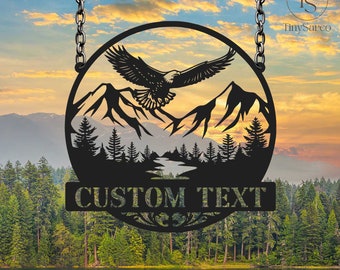 Custom Outdoor Eagle Monogram, Eagle Address Sign Metal Sign with American Eagle Metal Bird Sign,Eagle Metal Wall Art Decor,Custom Name Sign