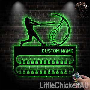 Cabide personalizado para medalhas de jogador de beisebol com luzes LED, porta-medalhas para exibição de prêmios e fitas, suporte para prêmios em camadas, equipe de Natal