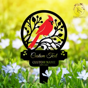 Personalized Pet Memorial Stake Metal, Cardinal Garden Stakes, Cardinals Appear, Grave Marker, Remembrance Stake, Garden Decor, Outdoor Sign