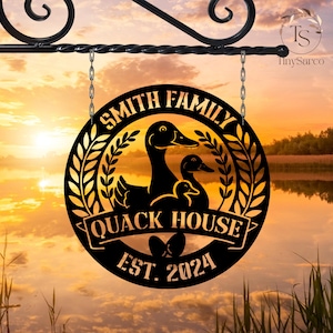 Personalized Duck Quack House Metal Sign, Quack Shack Cabin Decor, Custom Duck Farm Sign, Lake Farmhouse Decor, Duck Hutch Coop Sign, Duck