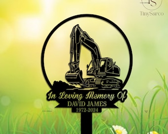 Letrero conmemorativo de excavadora personalizado, letrero metálico de excavadora, letrero con nombre de excavadora personalizado, decoración de construcción, regalo de condolencia