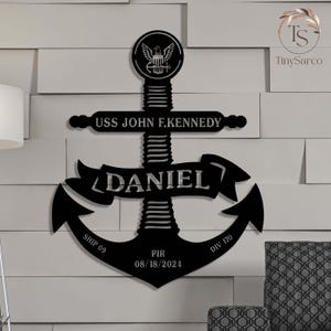 Letrero metálico personalizado de ancla de la Marina, ancla de la Marina para graduación, Día de la Independencia, colgador de puerta de la Marina, ancla para colgar en la puerta, letrero de regalo único