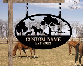 Horse Ranch Metal Sign, Metal Farm Sign, Personalized Horse Ranch sign, Farm Sign, Custom Farm Metal Sign, Gift For Farmer, Farm Sign, Horse