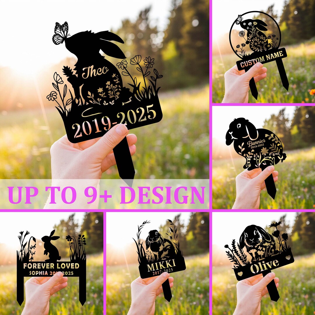Personalized Bunny Metal Yard Sign, custom Pet Cemetery Metal Stake ...