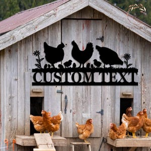Enseigne personnalisée de poulailler, enseigne de poulailler, enseigne poulet en métal, enseigne de ferme de poulets personnalisée, décoration de ferme, décoration de ferme, enseigne notre petit poulailler