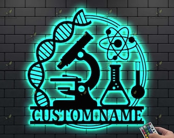 Personalized Science LED Sign: Custom Lab Wall Light, Scientist Gift