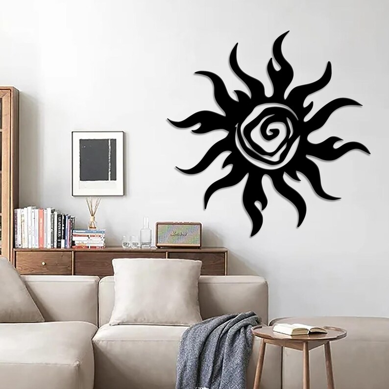 Wacky Sun Wall Art, Metal Wacky Sun Decor, Hippie Fun Wacky Sun Metal
