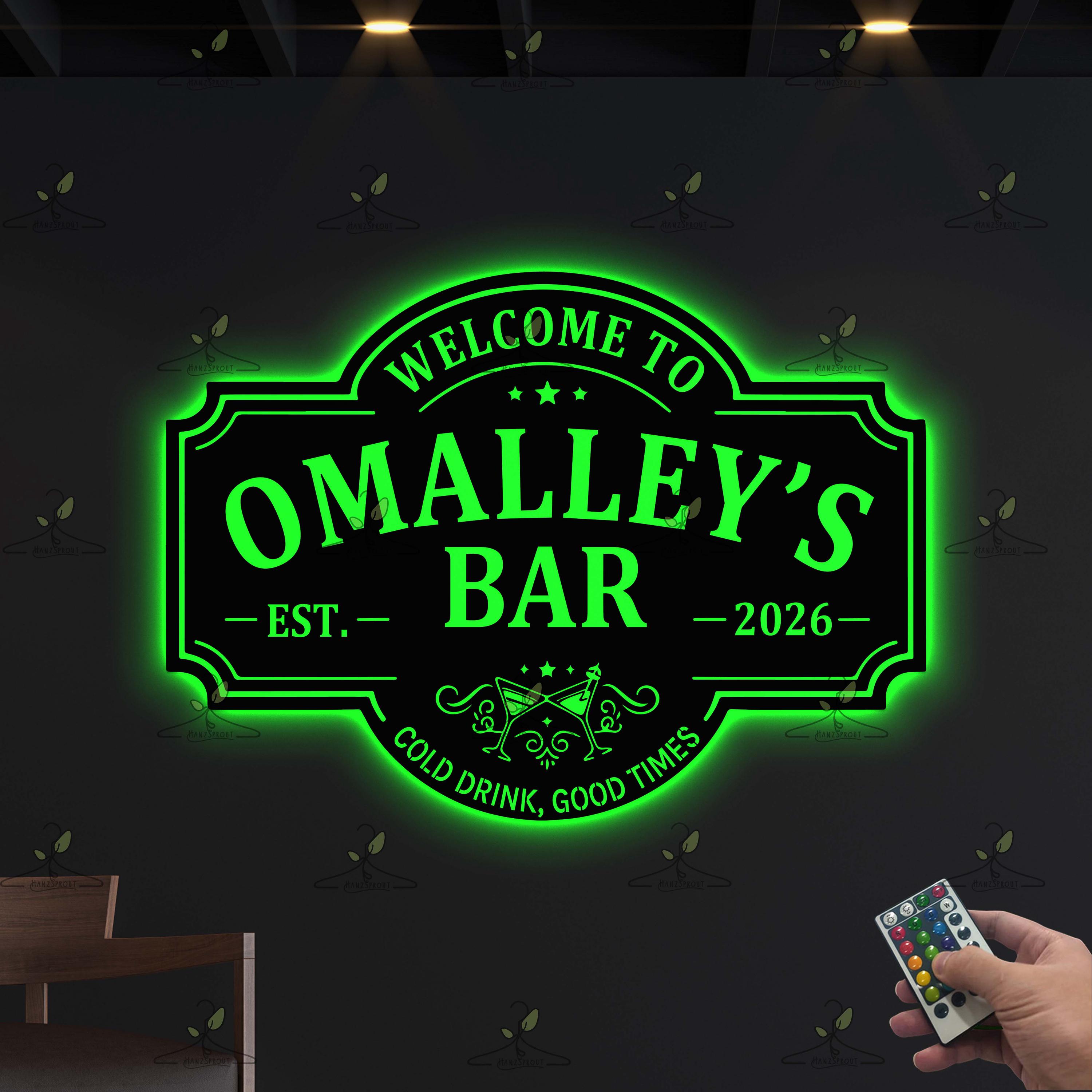 Personalized LED Bar Sign for Man Cave, Custom Home Bar Wall Light ...