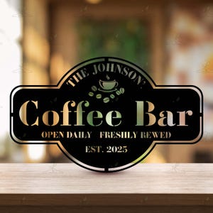 Custom Coffee Bar Sign, Personalized Metal Wall Art, Coffee Station Decor,Kitchen Wall Sign,Rustic Farmhouse Coffee Plaque,Coffee Lover Gift