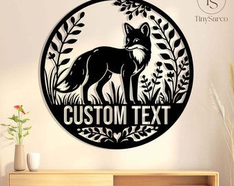 Custom Fox Metal Wall Art, Personalized Fox Lover Name Sign Home Decor, Fox lover, Kid Nursery Decoration Wild Animal Housewarming Birthday