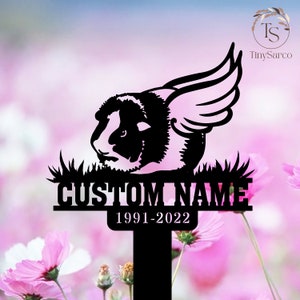 Guinea Pig Memorial Metal Stake Custom, Guinea with Wings, Guinea Pig Remembrance Grave Marker, Pet Loss Bereavement Stake, Pet Grave Stake