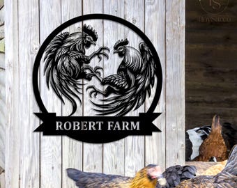 Custom Cockfighting Metal Wall Art, Personalized Chicken Metal Sign Room Decor, Home Decor Chicken Coop Sign Farm Decoration, Xmas Home Gift