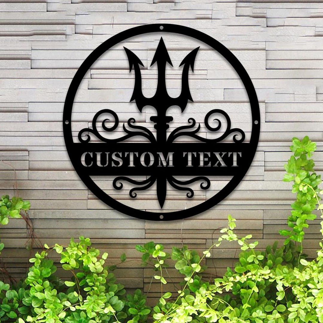 Personalized Trident Emblem Sign, Custom Trident Sword Metal Sign ...