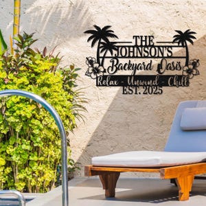 Custom Family Name Outdoor Decor, Personalized Backyard Oasis Metal Sign,Backyard Oasis Metal Art,Poolside Sign,Beach House Sign,Patio Decor