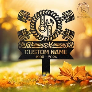 Personalized Mechanic engineer tools Memorial Stake, Metal Stake, Sympathy Sign, Grave Marker, Remembrance Stake, Home Decoration Gift