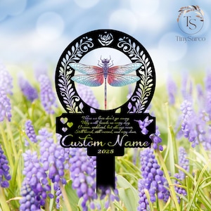 Custom Dragonfly Garden Signs – Personalized Metal Garden Stake for Flower Beds – Outdoor Yard Decoration & Gardening Gift, Dragonfly Sign