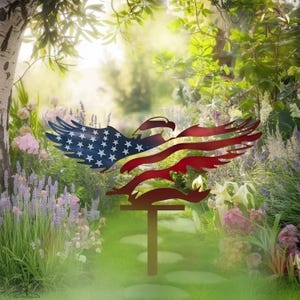American Flag Eagle Garden Stake, Patriotic Outdoor Metal Decor,USA Flag Design Garden Decoration,American Flag,Outdoor Patriotic Yard Stake