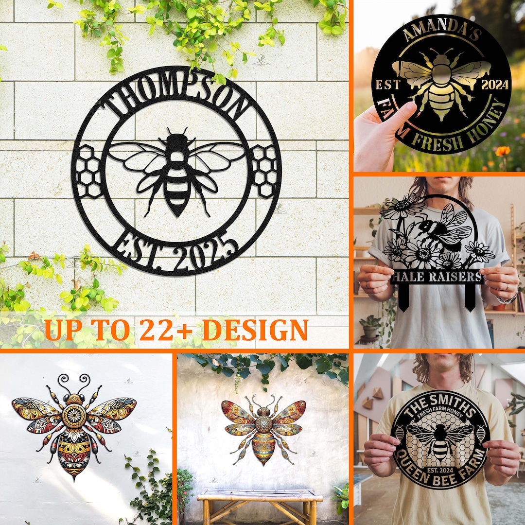 Custom Family Name Bee Sign, Personalized unique Bee Lover Gift, Honey ...