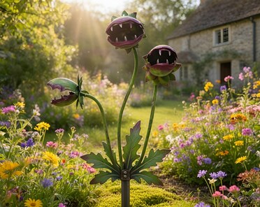 Metal Venus Flytrap Garden Stake, Carnivorous Plant Yard Art