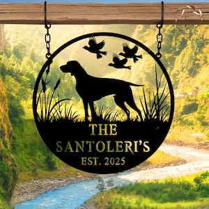 Personalized Hunting Dog Metal Sign, Dog Hunting Sign, Custom Metal Sign,Wildlife Decor,Hunting Sign,Pheasant Hunting Monogram Sign,Dog Sign