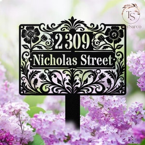 Custom Metal Address Garden Stake,Personalized Lawn Address Sign,Address Yard Sign,House Number Sign for Yard,Front Door Stake,Address Stake