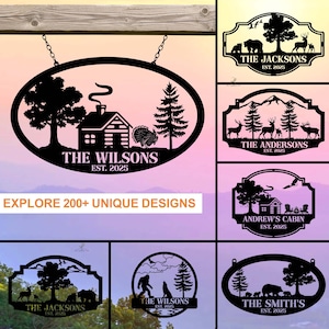 Personalized Your Cabin Sign, Custom Forest Animal Metal Art, Cabin Decor Nature Metal Sign , Man Cave Sign , Hunting Gift , Outdoor Decor