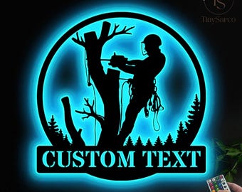Personalized Tree Arborist Name Sign, Tree Arborist Metal Wall Art, Arborist Sign, Arborist Gift, Woodworking Gift, Man Cave Sign Decoration