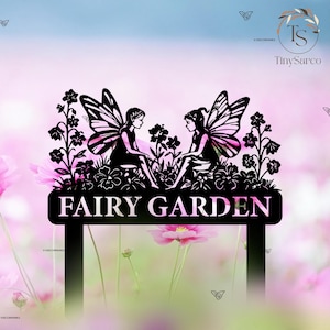 Personalized Fairy Metal Garden Sign Personalized Garden Sign,Fairy Garden Stake, Outdoor Garden Yard Decor,Metal Fairy Garden Art,Gardener