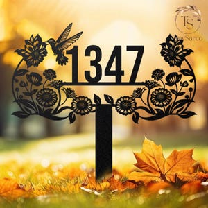 Hummingbird Address Metal Yard Sign Custom, Address Garden Stake, Personalized Lawn Address Sign, Address Garden Stake, House Number Sign