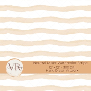 Neutral Watercolor Stripe Digital Paper, Minimalist Fall Background, Beige Abstract Printable, Autumn Seamless Pattern, Soft Stripe Paper