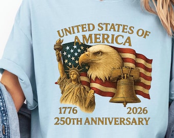 Comfort Colors®  250th Anniversary Shirt, Patriotic Eagle USA Flag Tee