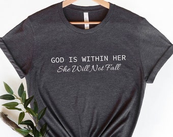 God Is With Her T-Shirt, Christian Bible Verse Apparel