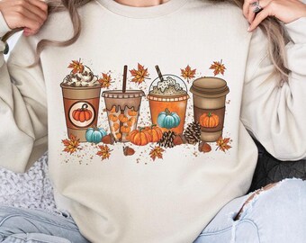 Fall Coffee Sweatshirt, Thanksgiving Pumpkin Spice Crewneck