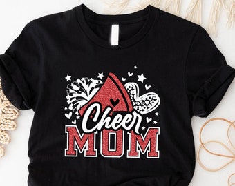 Cheer Mom Shirt, Faux Red Glitter, Mother's Day Gift