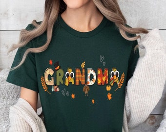Personalized Thanksgiving Grandma Shirt, Custom Nana Turkey Tee