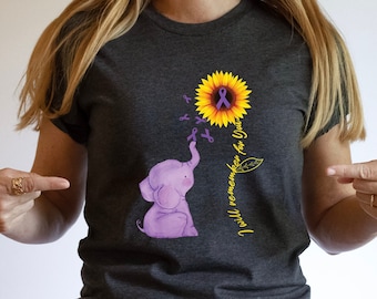 Alzheimer's Awareness Shirt, Flower Elephant Graphic Tee