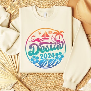 Destin Sweatshirt, Comfort Colors Beach Sweatshirt, Florida Beach Vacation Shirt, Beach Lover Gifted, Oversized Summer Sweatshirt
