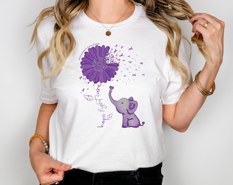 Alzheimer's Awareness Shirt, Flower Elephant Graphic Tee