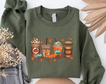 Fall Coffee Sweatshirt, Pumpkin Spice Crewneck, Thanksgiving Sweater